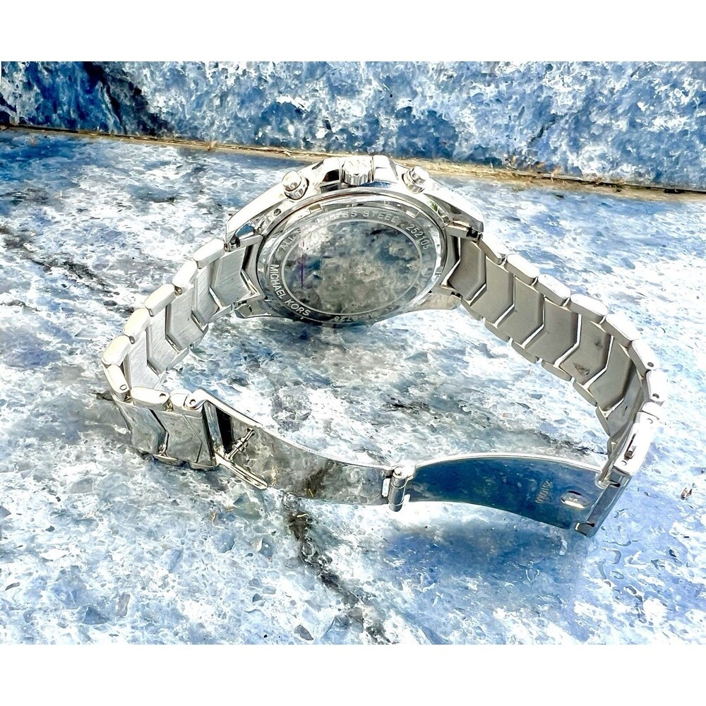 MICHAEL KORS Women's Chronograph Whitney Stainless Steel Pavé Bracelet Watch - Picture 4 of 9